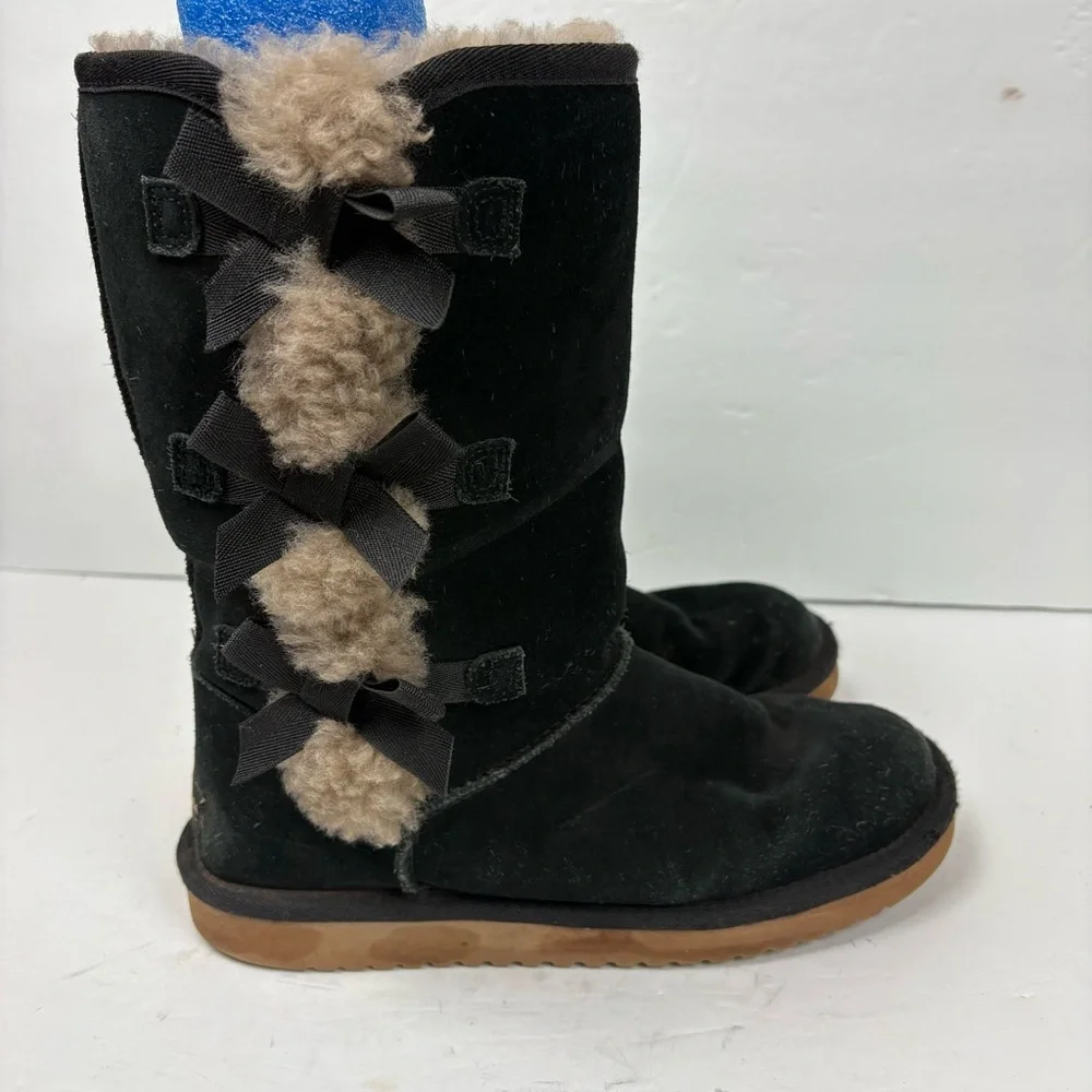 Koolaburra by Ugg Victoria Tall Winter Snow Boots Black Bows Women’s size 7